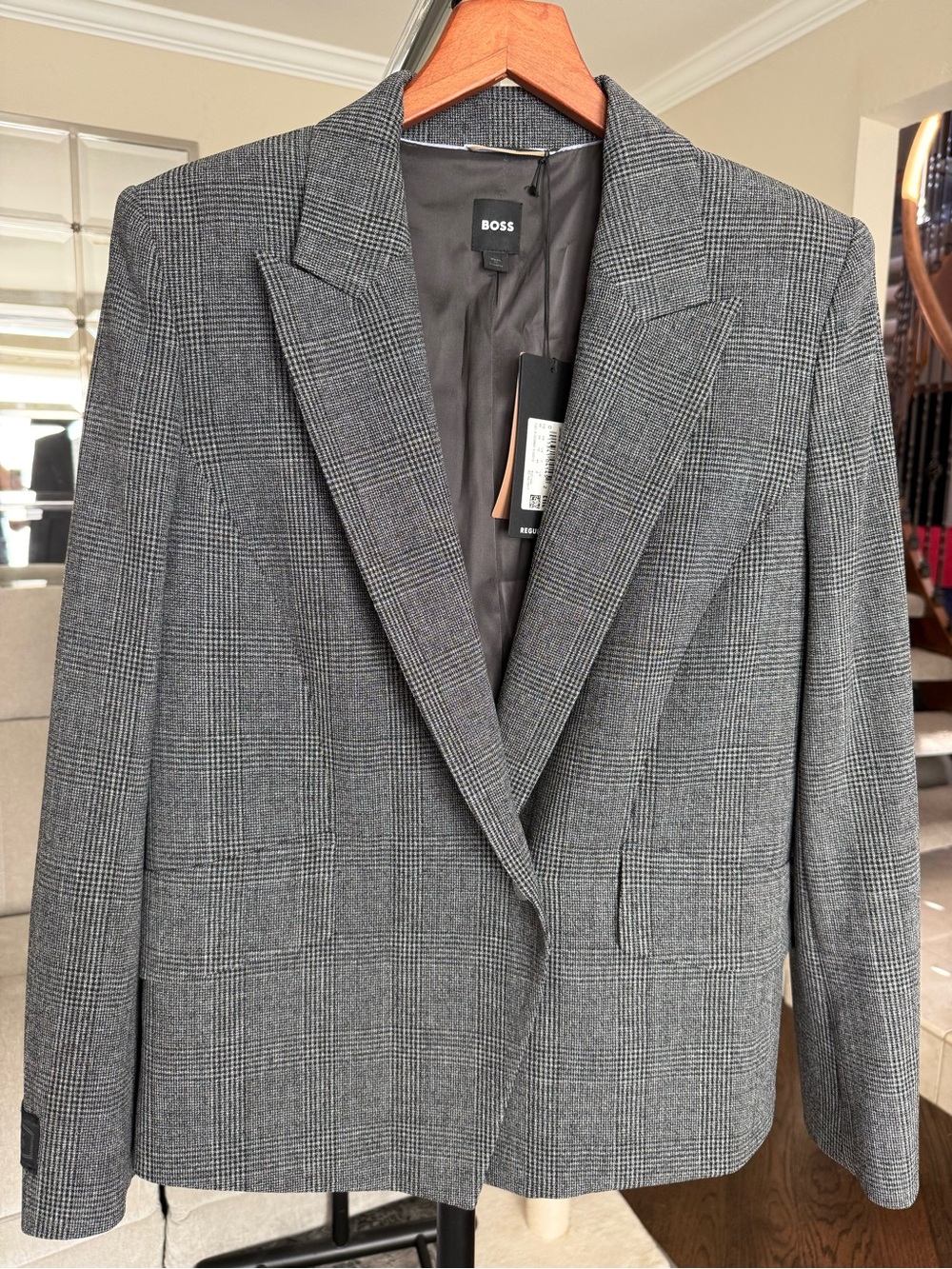 BOSS Gray Glen Plaid Single-Breasted Sport Coat